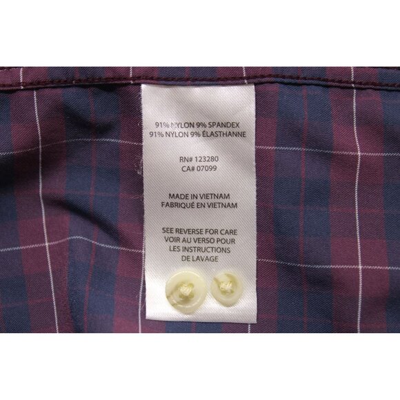 Travis Mathew Mens Long Sleeve Button Down Purple Blue Plaid Shirt Stretch Sz XL - Picture 7 of 9